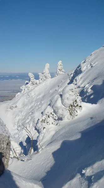 Zonnige Winterdag Met Bergen Vol Sneeuw Poiana Brasov Roemenië Panorama — Stockfoto