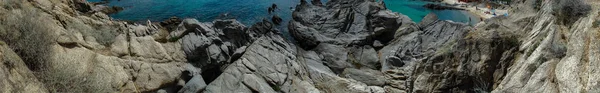 Море Греции Красивыми Скалами Халкидики Вурвуру Панорама — стоковое фото