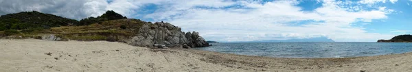 Yunanistan Deniz Kenarında Güzel Kayalar Halkidiki Sarti Panorama — Stok fotoğraf