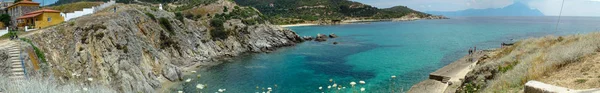 Yunanistan Deniz Kenarında Güzel Kayalar Halkidiki Sarti Panorama — Stok fotoğraf