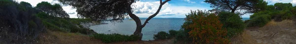 Море Греции Красивыми Скалами Халкидики Вурвуру Панорама — стоковое фото