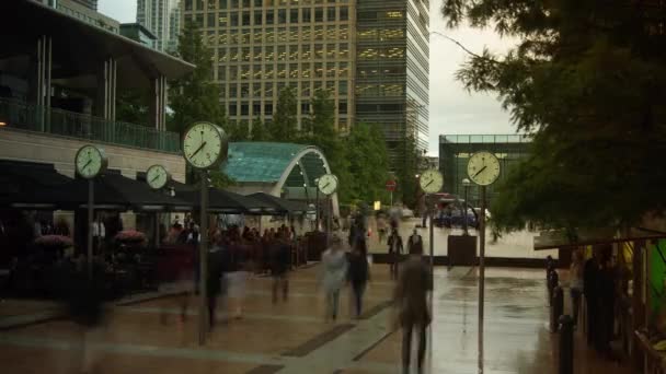 London Financial Centre District Canary Wharf Time Lapse — Stock video