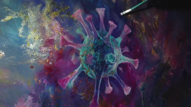 Ζωγραφική Τέχνη Ένα Πάνελ Θέμα Coronavirus — Αρχείο Βίντεο