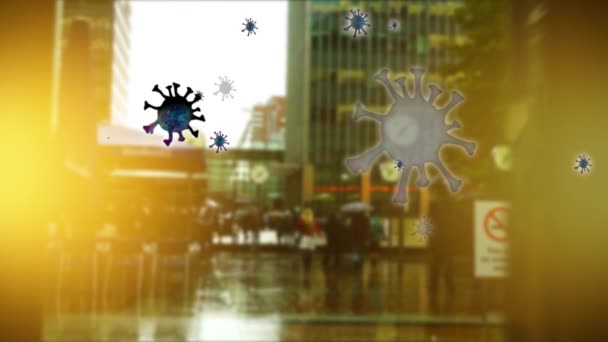 Lokasi Terkenal London Terinfeksi Oleh Animasi Coronavirus Covid Motion Graphics — Stok Video