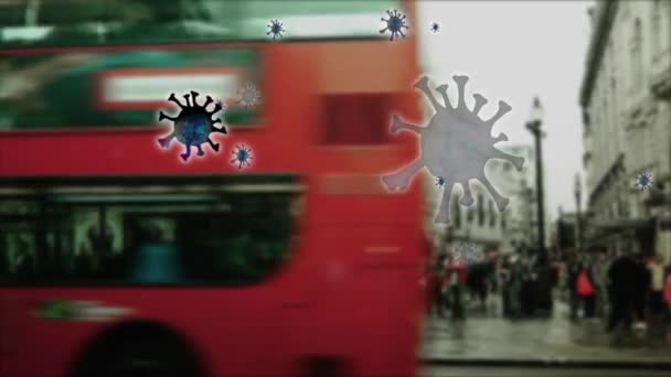 Famous London Locations Infected Coronavirus Covid Motion Graphics Animation — Stock Video