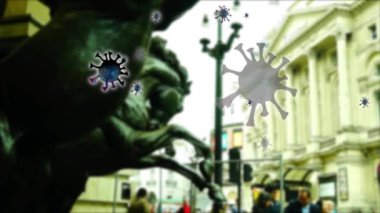 Ünlü Londra yerleri Coronavirus, Covid-19, Motion graphics animasyonu ile enfekte olmuş.