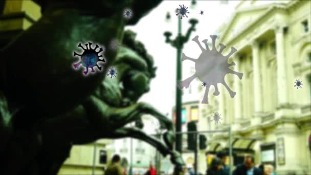 Famous London Locations Infected Coronavirus Covid Motion Graphics Animation — Stock Video