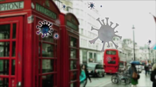 Beroemde Locaties Londen Geïnfecteerd Met Coronavirus Covid Motion Graphics Animatie — Stockvideo