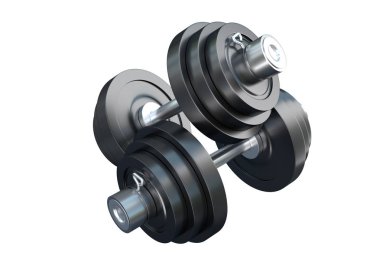 Beyaz arkaplanda siyah halterler