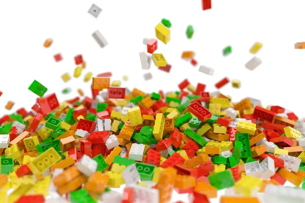 Pile of colored toy bricks — Stock Photo, Image