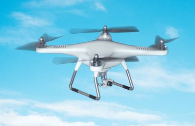 Beyaz dron quadrocopter 