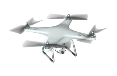 Beyaz dron quadrocopter 