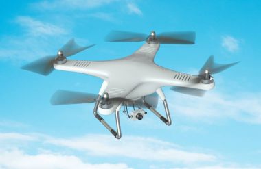 Beyaz dron quadrocopter 