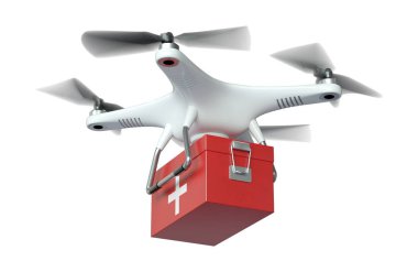 Beyaz dron quadrocopter 