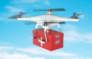 Beyaz dron quadrocopter 