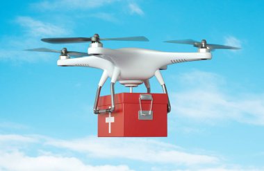 Beyaz dron quadrocopter 