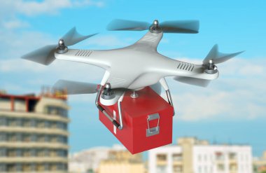 Beyaz dron quadrocopter 