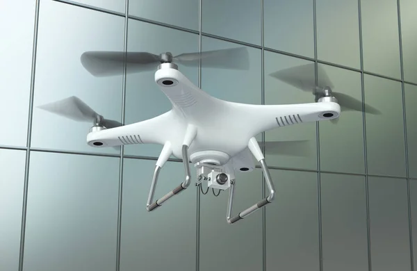 Quadrocopter biały drone — Zdjęcie stockowe