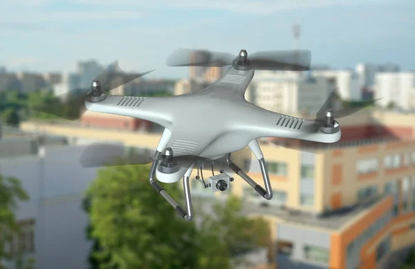 Witte drone quadrocopter — Stockfoto