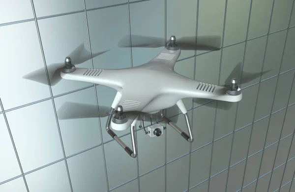 Quadrocopter biały drone — Zdjęcie stockowe