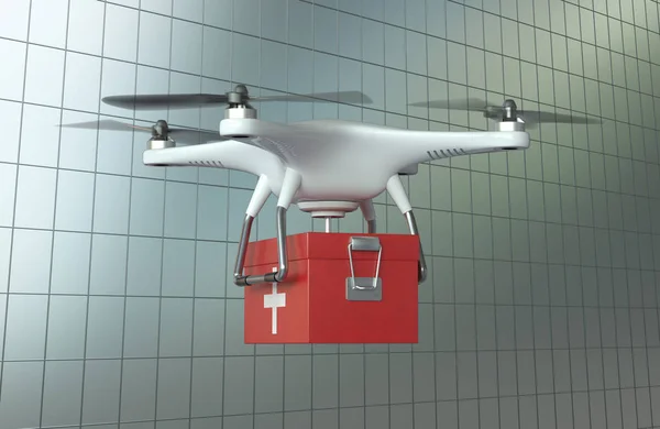Bílá hukot quadrocopter — Stock fotografie