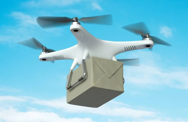 Quadrocopter à drone blanc — Photo