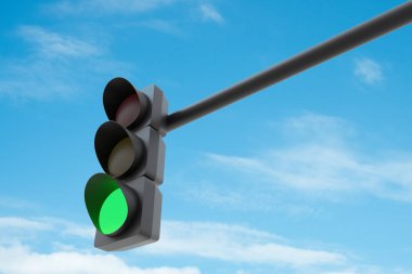 Beyaz arkaplanda trafik ışığı izole edildi