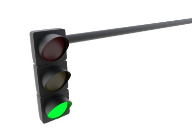 Beyaz arkaplanda trafik ışığı izole edildi