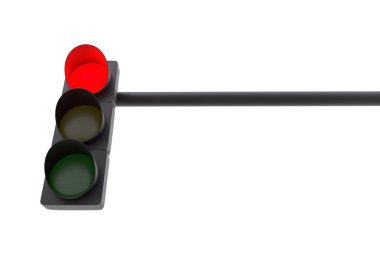 Beyaz arkaplanda trafik ışığı izole edildi