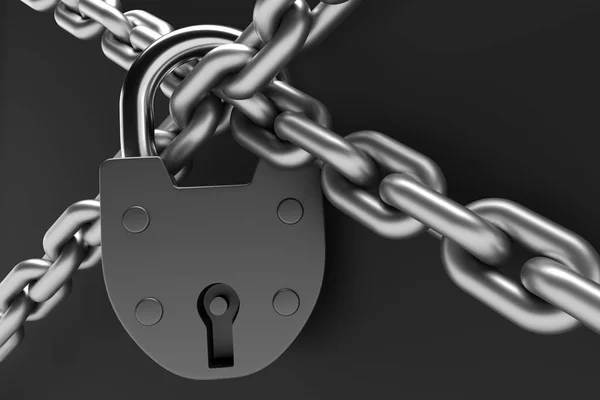 The gray metal chain and padlock — Stock Photo, Image