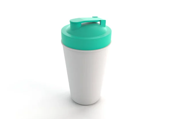 3d rendering of turquoise shaker on white background. Fitness ac — Stock Photo, Image