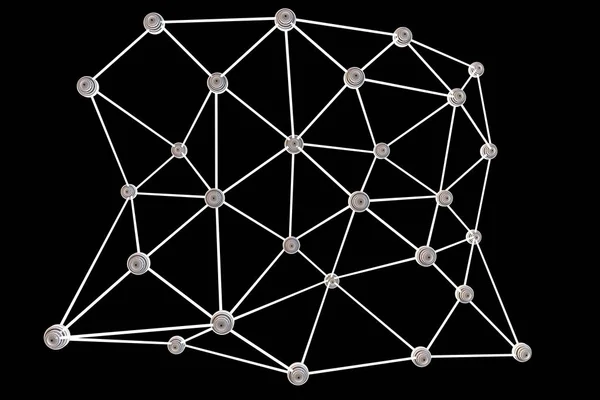 Blockchain έννοια του δικτύου. 3D απεικόνιση — Φωτογραφία Αρχείου