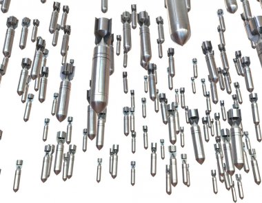 Beyaz zemin üzerine havadan bomba