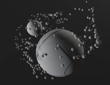 Siyah arka plan üzerine soyut küreler