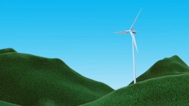 Rüzgar türbinleri. Çim ve gökyüzü