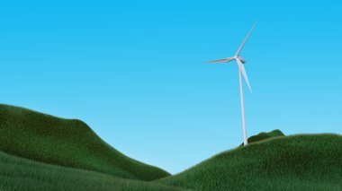 Rüzgar türbinleri. Çim ve gökyüzü