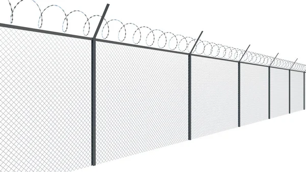 Barbed wire fence of restricted area, boundary — Stock Photo, Image