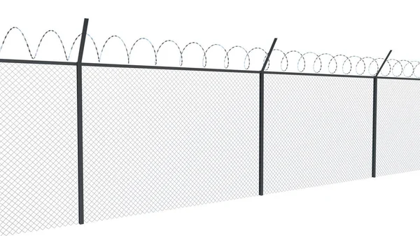 Prikkeldraad hek van beperkte ruimte, grens Stockfoto