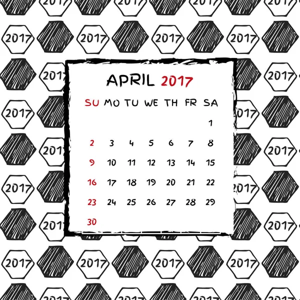 Calendario Inglés 2017 . — Vector de stock