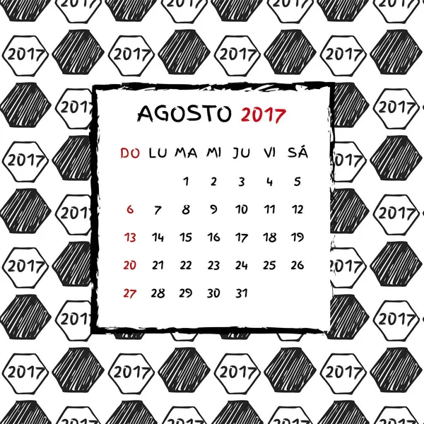 Calendário Espanhol 2017 . — Vetor de Stock