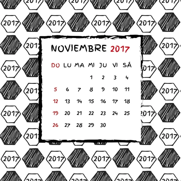 Calendario Español 2017 . — Vector de stock