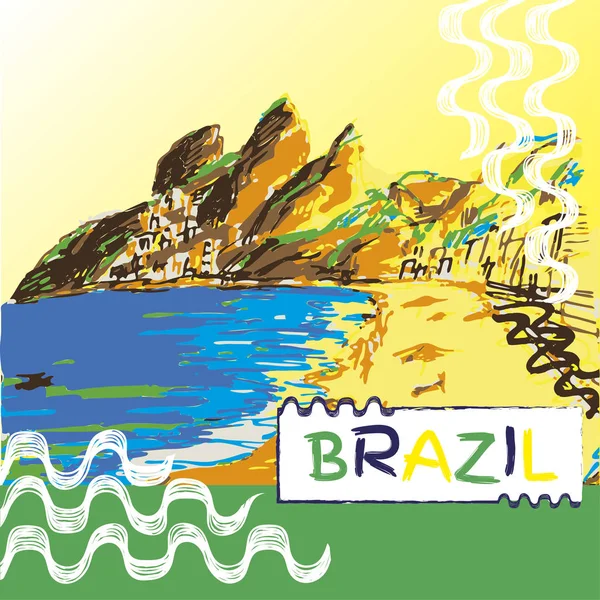 Brazil kézzel rajzolt vázlat. — Stock Vector