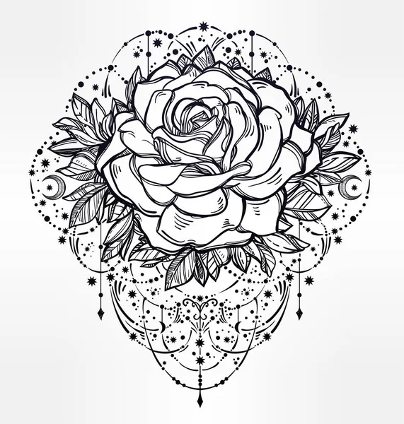 Download Rose flower over mandala. Tattoo flash. Highly detailed ...