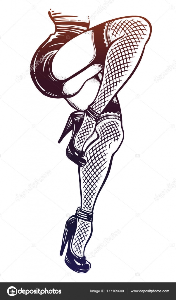 Danse Des Jambes Féminines En Bas Résille Belles Image