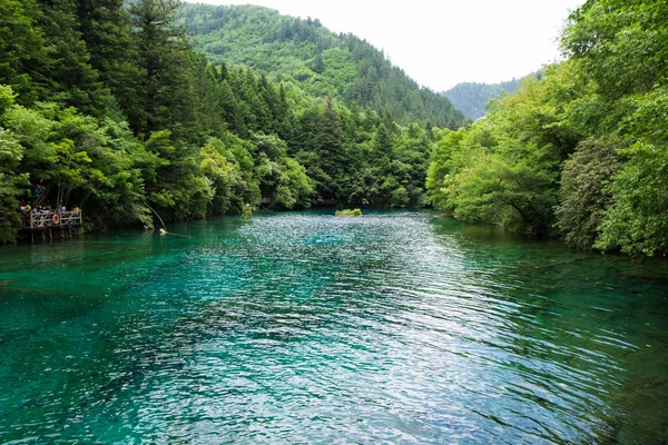 Tavus kuşu Gölü, Jiuzhaigou Milli Parkı içinde en büyük gölü. Göl, şeklinde görüntülerken yukarıdan, tavus kuşu gibi görüneceğini.