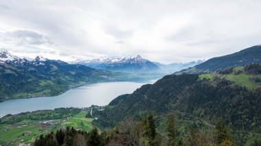 Manzara üzerinde daha sıkı Kulm sağdan Thun Gölü'nün bakış açısı.