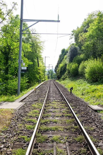 Rail track, perspective in Switzerland.