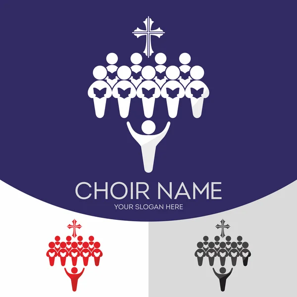 Chor christliche Kirche. Gott anbeten. Musikministerium. — Stockvektor