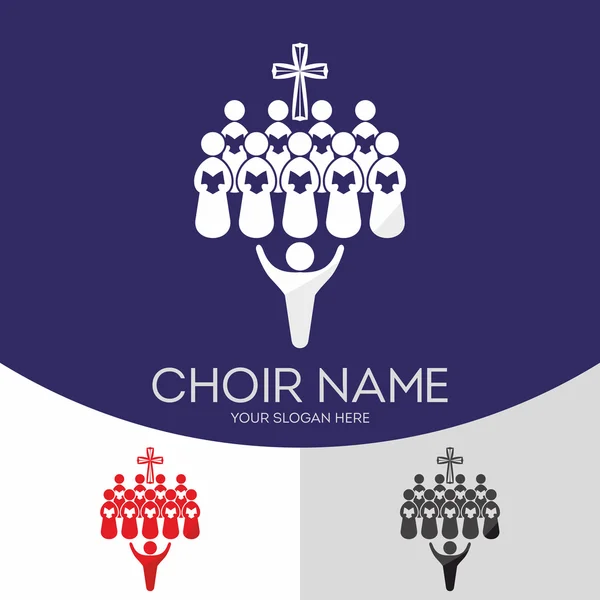 Choir Christian Church. Worship God. Music Ministry. — Stock Vector