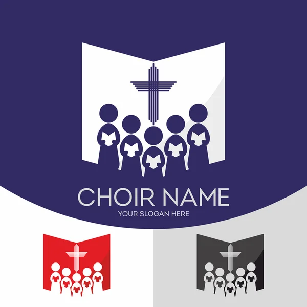 Choir Christian Church. Worship God. Music Ministry. — Stock Vector